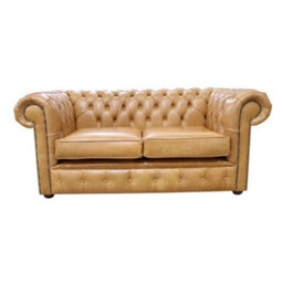 Chesterfield 2 Seater Old English Buckskin Leather Sofa Settee Bespoke In Classic Style - thumbnail 1