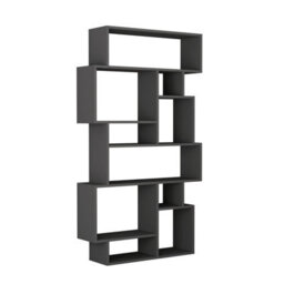 Decortie Karmato Modern Bookcase Display Unit With 10 Compartments Anthracite Grey 168.5Cm Tall - thumbnail 2