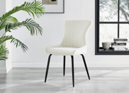 Furniturebox Uk Palma White Marble Effect Round Dining Table & 4 Cream Nora Black Leg Chairs - thumbnail 8