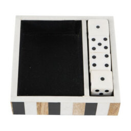 Buttercup Farm Piper Dice In A Tray (Set Of 4) - Resin/wood - L13.5 X W13 X H4 Cm - Off-White/black/brown - thumbnail 2