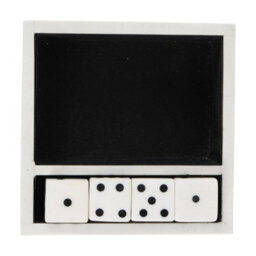 Buttercup Farm Piper Dice In A Tray (Set Of 4) - Resin/wood - L13.5 X W13 X H4 Cm - Off-White/black/brown - thumbnail 3