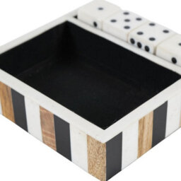 Buttercup Farm Piper Dice In A Tray (Set Of 4) - Resin/wood - L13.5 X W13 X H4 Cm - Off-White/black/brown - thumbnail 4