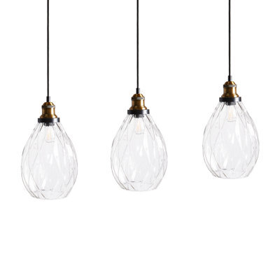 Wyld And Coco 3-Point Glass And Iron Pendant Lamp, Textured Shades, Adjustable Height, 3 Bulbs - image 1