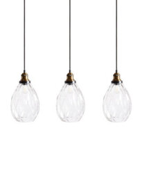 Wyld And Coco 3-Point Glass And Iron Pendant Lamp, Textured Shades, Adjustable Height, 3 Bulbs - thumbnail 3