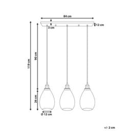 Wyld And Coco 3-Point Glass And Iron Pendant Lamp, Textured Shades, Adjustable Height, 3 Bulbs - thumbnail 4