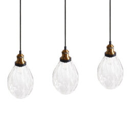 Wyld And Coco 3-Point Glass And Iron Pendant Lamp, Textured Shades, Adjustable Height, 3 Bulbs - thumbnail 5