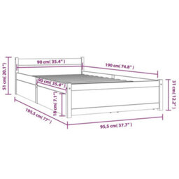 Berkfield Bed Frame With Drawers White 90X190 Cm 3Ft Single - thumbnail 6