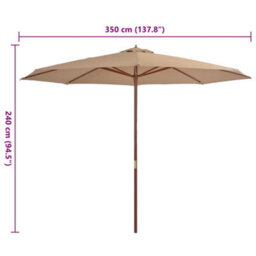 Walplus Garden Parasol With Wooden Pole 350 Cm Taupe - thumbnail 4