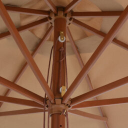 Walplus Garden Parasol With Wooden Pole 350 Cm Taupe - thumbnail 3