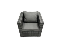 Fimous Rattan Dining Table Sofa Set With 2 Armchair 2 Stools Outdoor 10 Seat Garden Furniture Set Dark Grey Mixed - thumbnail 6