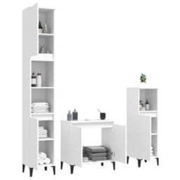 Berkfield 3 Piece Bathroom Furniture Set White Engineered Wood - thumbnail 4