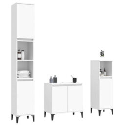 Berkfield 3 Piece Bathroom Furniture Set White Engineered Wood - thumbnail 3