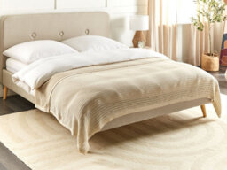 Beliani Bedspread Ilen Cotton 150 X 200 Cm Beige - thumbnail 2