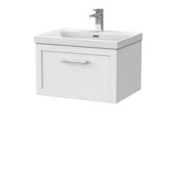 Balterley Stonnall Traditional Wall Hung 1 Drawer Vanity Unit With Thin-Edge Ceramic Basin, 600mm, Matt White - thumbnail 1