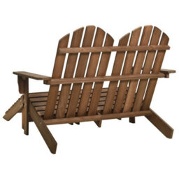 Berkfield 2-Seater Garden Adirondack Chair&ottoman Fir Wood Brown - thumbnail 4