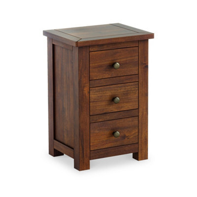 Duchy Acacia 3 Drawer Brown Bedside Table - Fully Assembled By Roseland Furniture - image 1