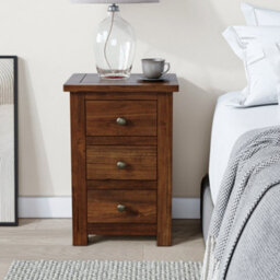 Duchy Acacia 3 Drawer Brown Bedside Table - Fully Assembled By Roseland Furniture - thumbnail 2