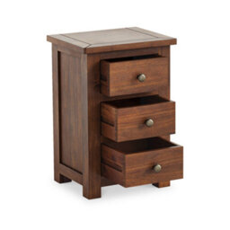 Duchy Acacia 3 Drawer Brown Bedside Table - Fully Assembled By Roseland Furniture - thumbnail 5