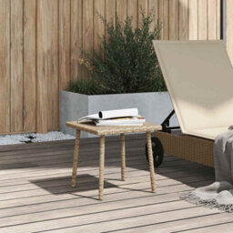 Walplus Garden Coffee Table Rectangular Beige 40X40X37 Cm Poly Rattan - thumbnail 3