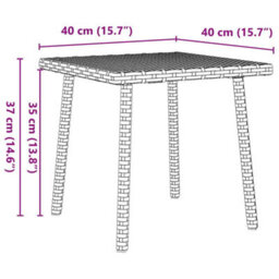 Walplus Garden Coffee Table Rectangular Beige 40X40X37 Cm Poly Rattan - thumbnail 8