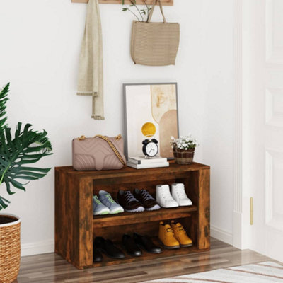 Walplus Shoe Rack Smoked Oak 75X35X45 Cm Engineered Wood - image 1