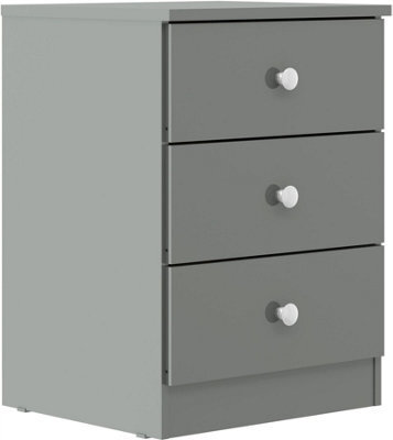 Denver Grey Gloss 3 Drawer Bedside Table Cabinet Nightstand Bedroom Furniture Storage - image 1