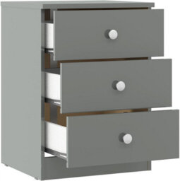 Denver Grey Gloss 3 Drawer Bedside Table Cabinet Nightstand Bedroom Furniture Storage - thumbnail 3