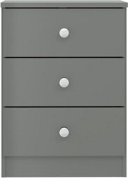 Denver Grey Gloss 3 Drawer Bedside Table Cabinet Nightstand Bedroom Furniture Storage - thumbnail 2
