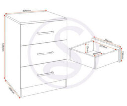 Denver Grey Gloss 3 Drawer Bedside Table Cabinet Nightstand Bedroom Furniture Storage - thumbnail 6