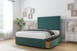 "Sloomy Somerset Emerald Plush Divan Bed With Mattress No Drawers With 26"" Strutted Headboard 4' Small Double" - thumbnail 3