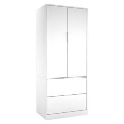 Urbn-Living Urbnliving 179Cm Height 2 Door 2 Drawer Minimalist Bedroom White Wardrobe Storage & Hanging Rail - thumbnail 6