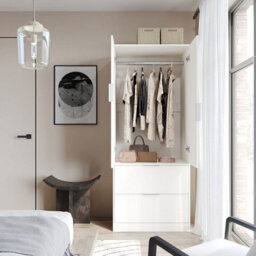 Urbn-Living Urbnliving 179Cm Height 2 Door 2 Drawer Minimalist Bedroom White Wardrobe Storage & Hanging Rail - thumbnail 3