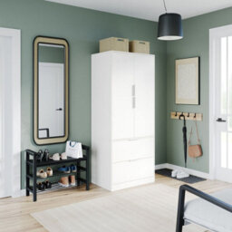 Urbn-Living Urbnliving 179Cm Height 2 Door 2 Drawer Minimalist Bedroom White Wardrobe Storage & Hanging Rail - thumbnail 5