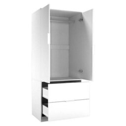 Urbn-Living Urbnliving 179Cm Height 2 Door 2 Drawer Minimalist Bedroom White Wardrobe Storage & Hanging Rail - thumbnail 4