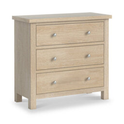 Farro Washed Oak 3 Drawer Chest Fully Assembled - Painted With Oak Top By Roseland Furniture - thumbnail 2