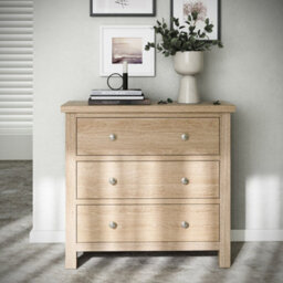 Farro Washed Oak 3 Drawer Chest Fully Assembled - Painted With Oak Top By Roseland Furniture - thumbnail 3