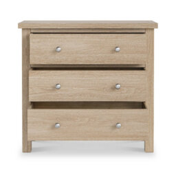 Farro Washed Oak 3 Drawer Chest Fully Assembled - Painted With Oak Top By Roseland Furniture - thumbnail 4