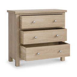 Farro Washed Oak 3 Drawer Chest Fully Assembled - Painted With Oak Top By Roseland Furniture - thumbnail 5