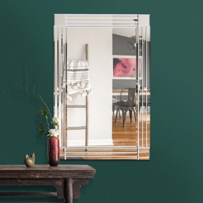 MirrorOutlet Milton All Glass Bevelled Square Corner Wall Mirror 100 X 70 Cm - image 1