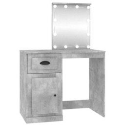 Berkfield Durable Dressing Table With Led Concrete Grey 90X50X132.5 Cm Engineered Wood