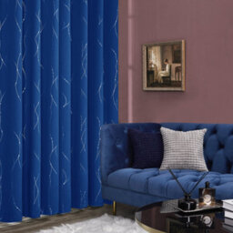 Deconovo Super Soft Silver Dotted Line Foil Printed Blackout Curtains Eyelet Bedroom Curtains W66 X L90 Inch Blue 2 Panels - thumbnail 4