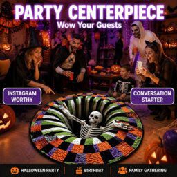 CLEFFNS 3D Halloween Rug, Novelty Ghost Skeleton 3D Optical Illusion Rugs Candy Corn Abyss Vortex Plane Round Mat With Spooky Depth Design - thumbnail 6