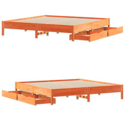 Berkfield Bed Frame Without Mattress Wax Brown 180X200 Cm Super King Solid Wood Pine - thumbnail 9
