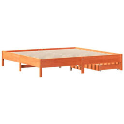 Berkfield Bed Frame Without Mattress Wax Brown 180X200 Cm Super King Solid Wood Pine - thumbnail 8