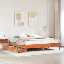 Berkfield Bed Frame Without Mattress Wax Brown 180X200 Cm Super King Solid Wood Pine - thumbnail 1