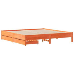 Berkfield Bed Frame Without Mattress Wax Brown 180X200 Cm Super King Solid Wood Pine - thumbnail 3