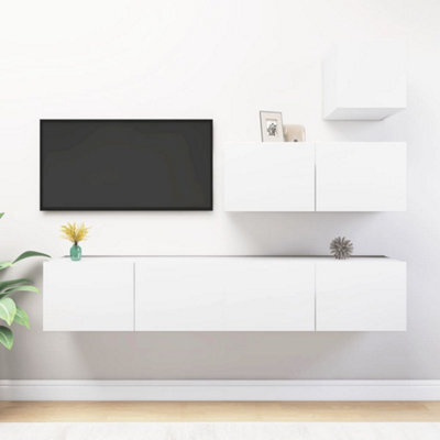 Berkfield 4 Piece Tv Cabinet Set White Engineered Wood - image 1