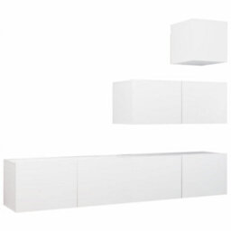 Berkfield 4 Piece Tv Cabinet Set White Engineered Wood - thumbnail 2