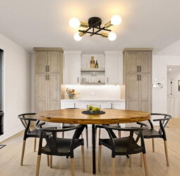 Ceiling Light E27 4-Lights Black Gold 45Cm Iron Semi Flush Mount - thumbnail 2