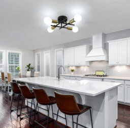 Ceiling Light E27 4-Lights Black Gold 45Cm Iron Semi Flush Mount - thumbnail 3